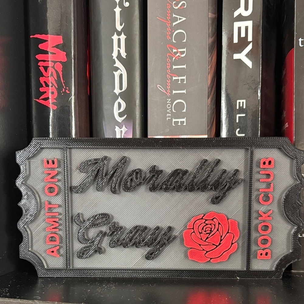 Morally Gray Book Club Ticket Shelf Decor 🎟️🌹🖤